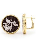 Серьги из лимонного золота 585 пробы c эбеновым деревом