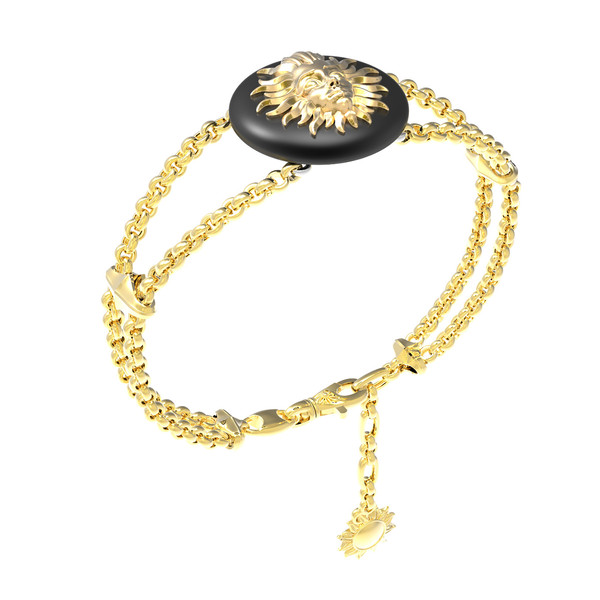 Браслет из лимонного золота 585 пробы c ониксом