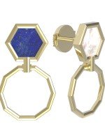 Серьги из лимонного золота c лазуритом и перламутром