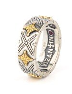 Кольцо из серебра и золота c рубином