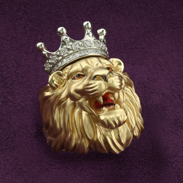 Кольцо из лимонного золота 585 пробы c эмалью и бриллиантами