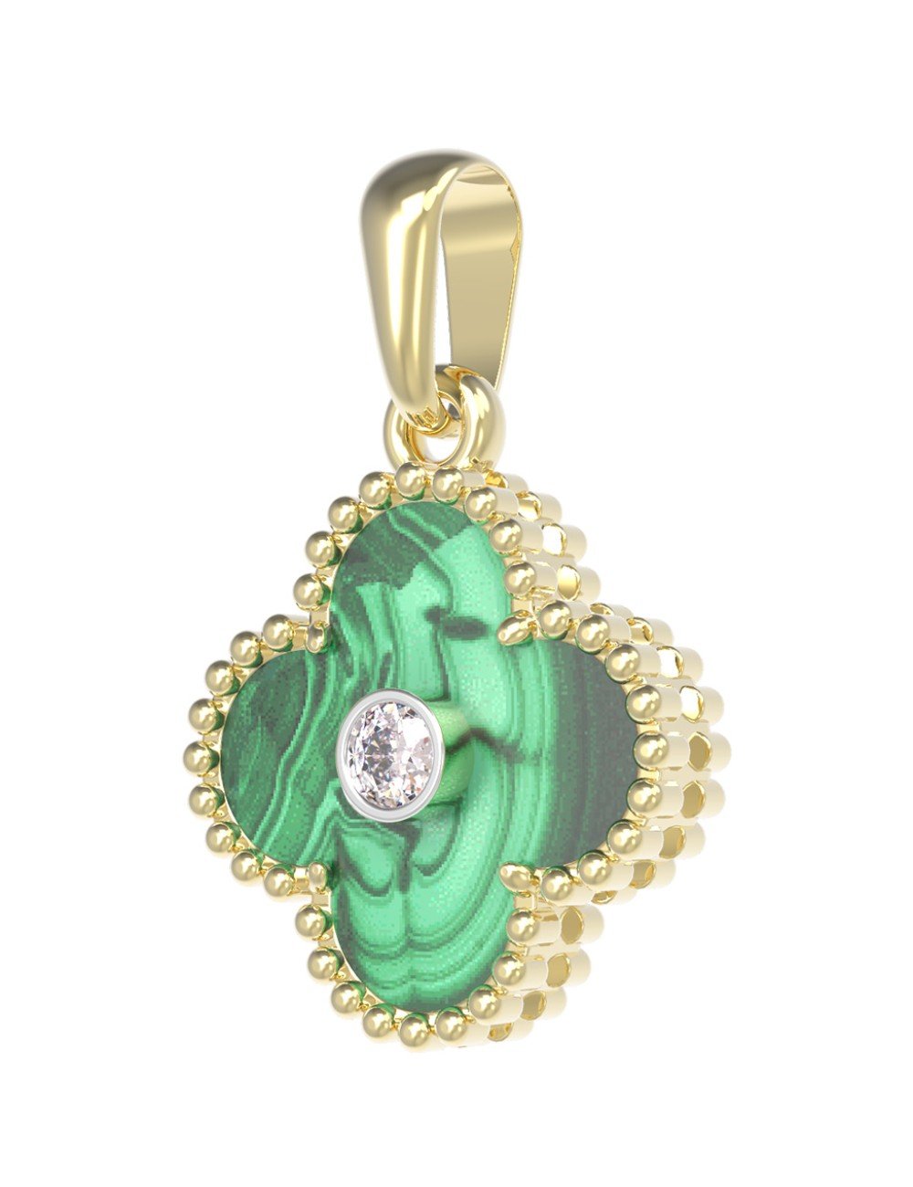 Подвеска из лимонного золота c бриллиантами и малахитом