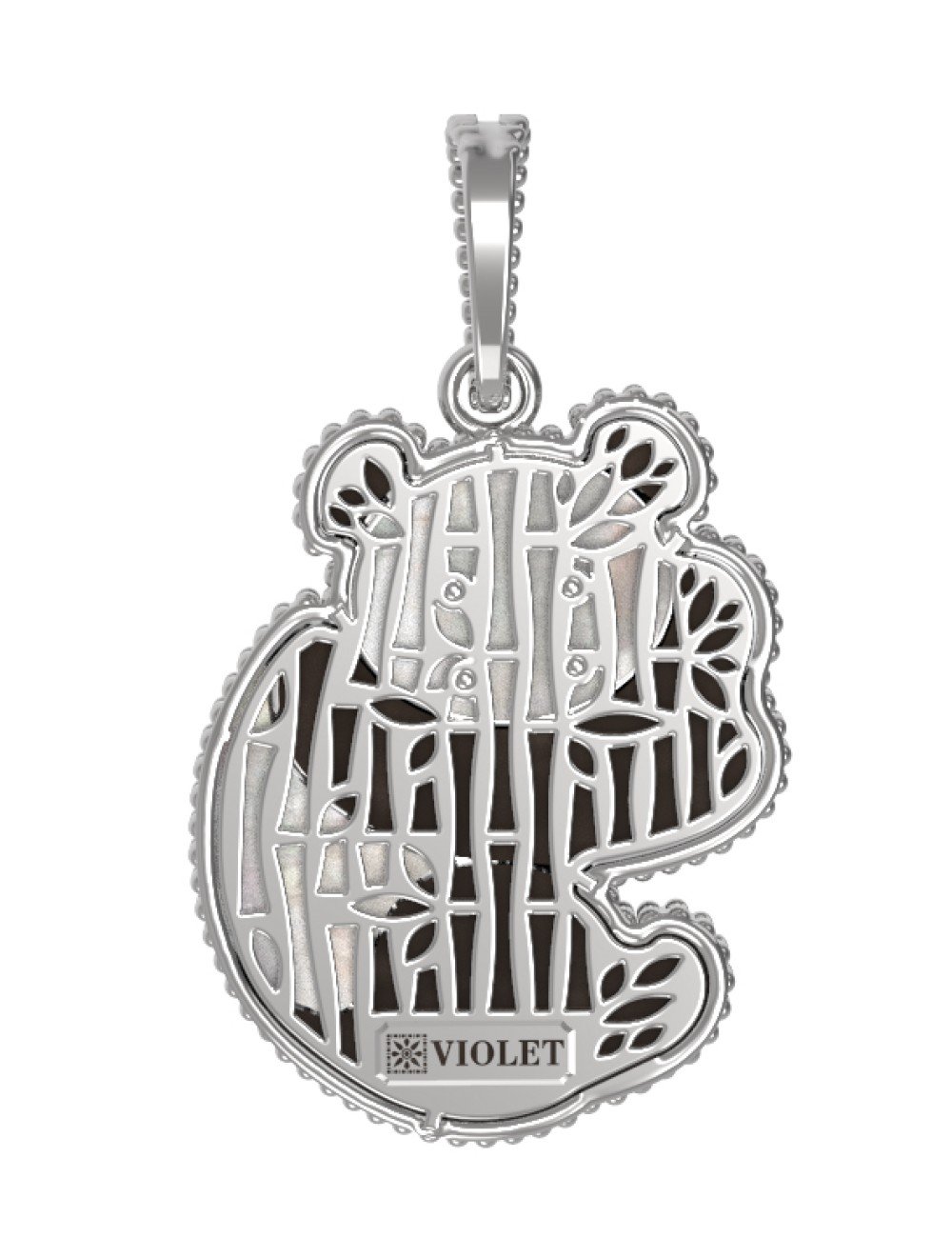 Подвеска из белого золота c эмалью, ониксом и перламутром