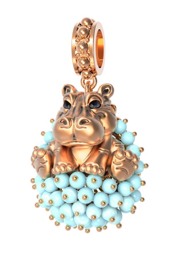 Подвеска из золота c эмалью и бирюзой