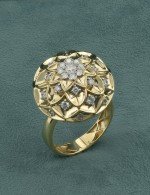 Кольцо из лимонного золота c бриллиантами