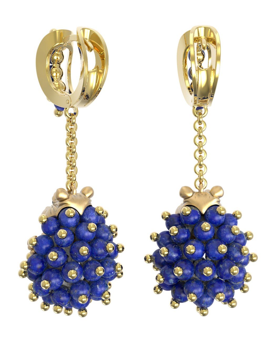 Серьги из лимонного золота c эмалью и лазуритом