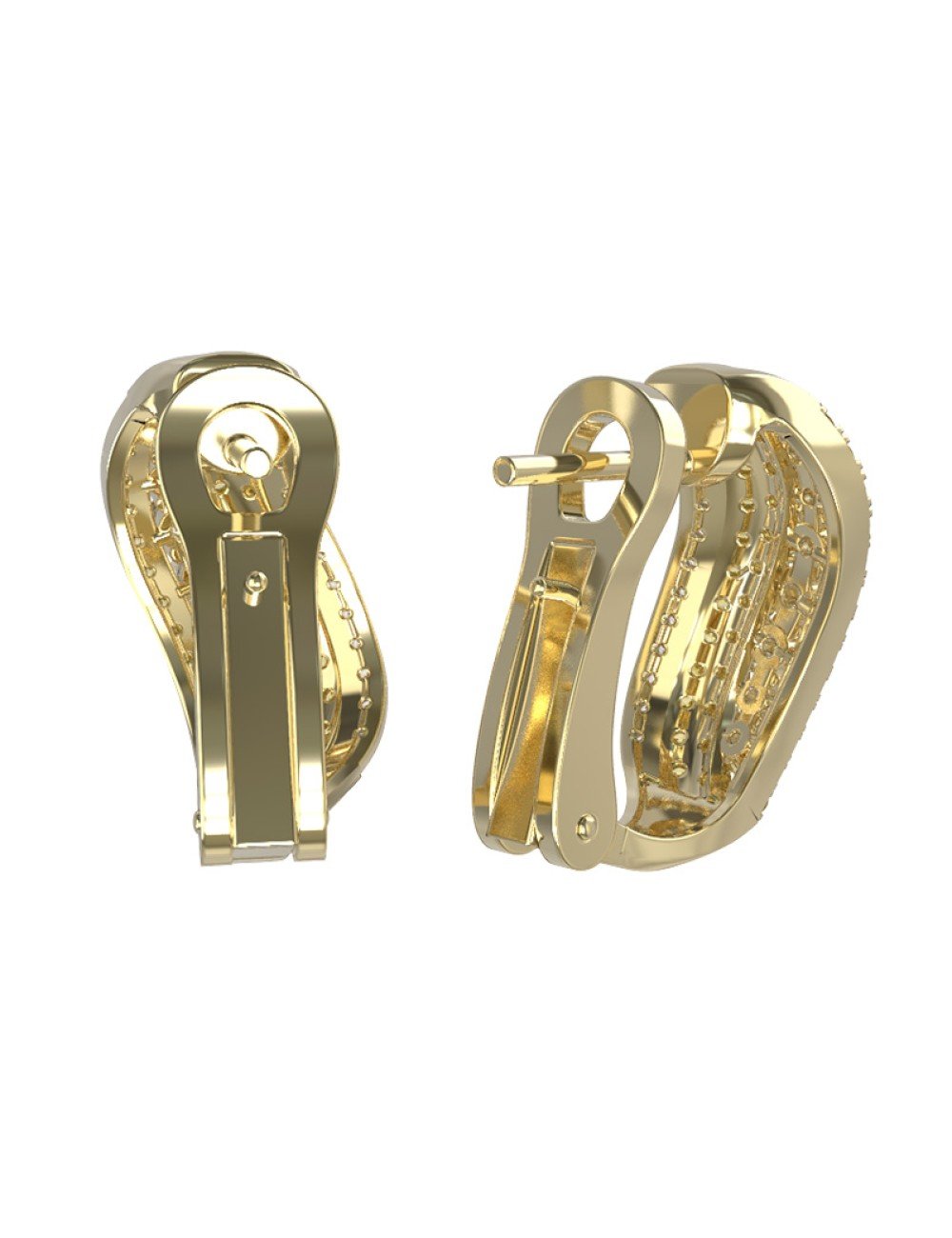 Серьги из лимонного золота c бриллиантами и сапфиром