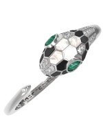 Браслет из белого золота c бриллиантами, рубином, ониксом, малахитом и перламутром