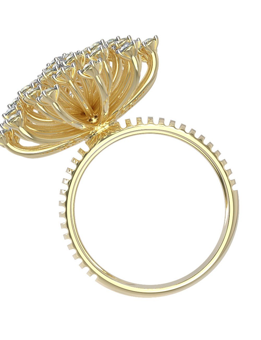 Кольцо из лимонного золота c бриллиантами