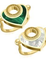 Кольцо из лимонного золота c малахитом и перламутром