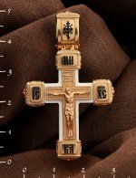 Крест из золота c эмалью, рубином и бивнем мамонта