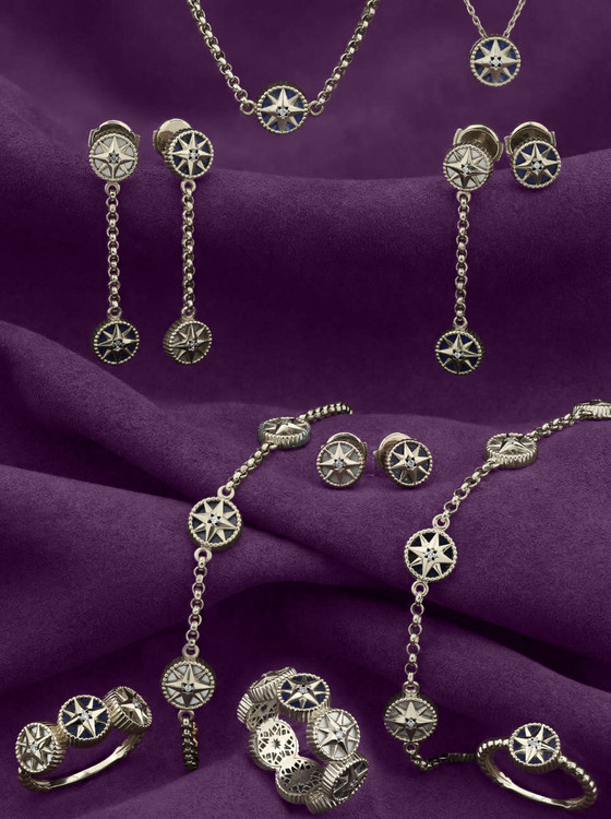 Колье из белого золота 585 пробы c бриллиантами и лазуритом