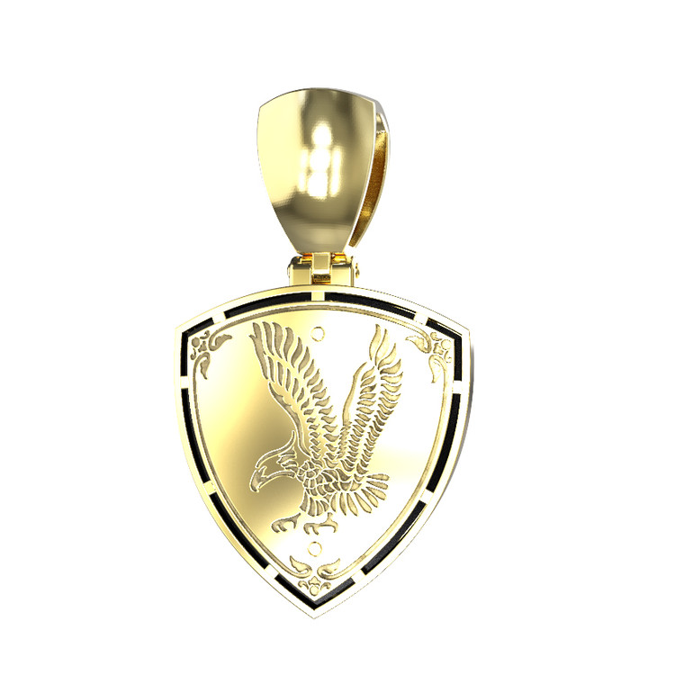 Подвеска из лимонного золота 585 пробы c бриллиантами и ониксом