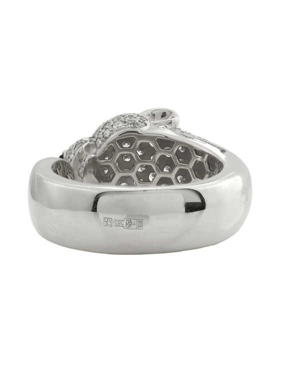 Кольцо из белого золота 585 пробы c бриллиантами, изумрудом и ониксом