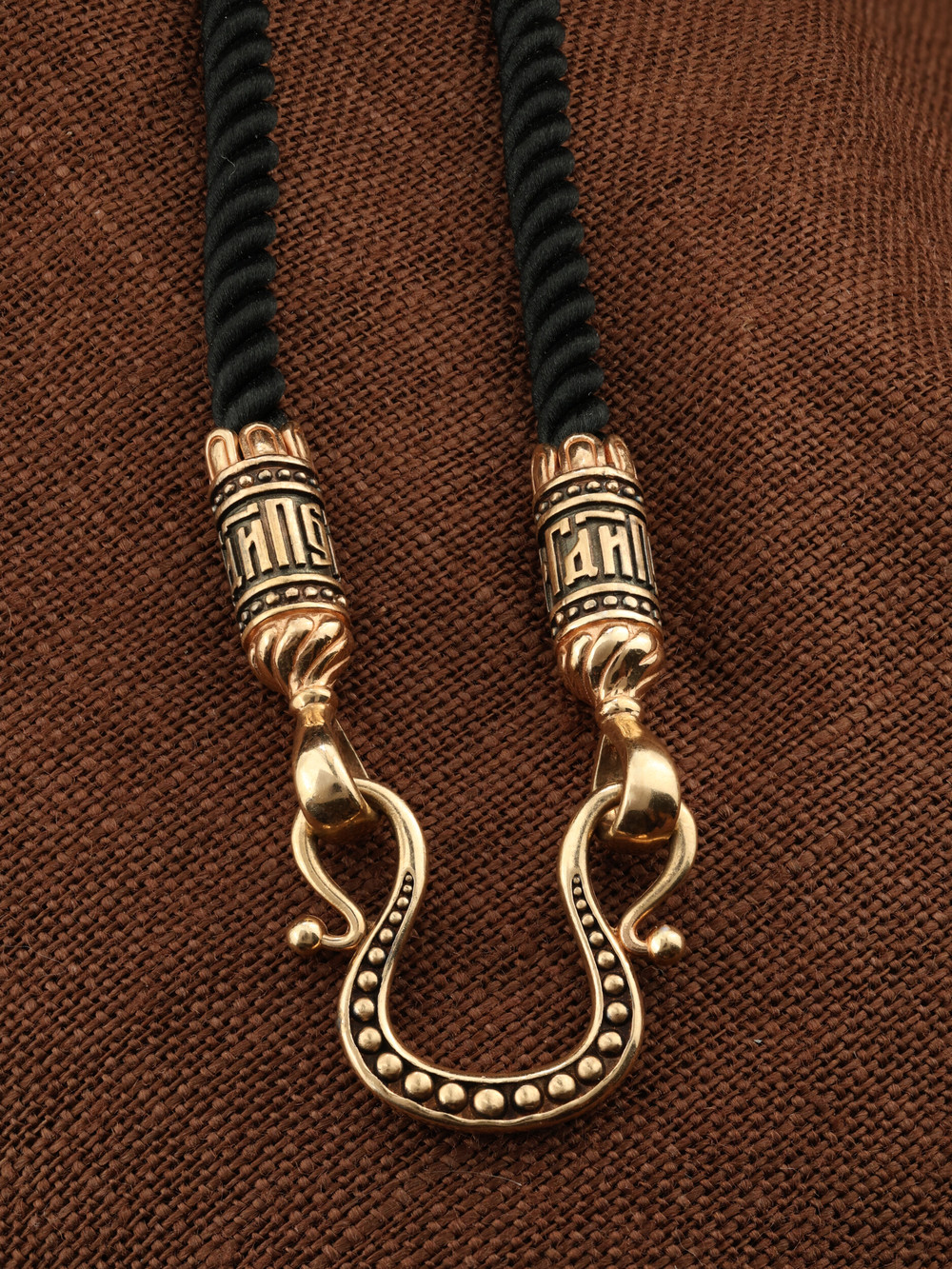 Цепь-шнурок шелк из красного золота 585 пробы c шёлковым шнурком