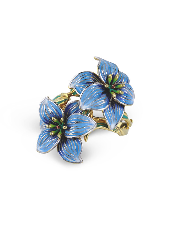 Кольцо из лимонного золота 585 пробы c эмалью