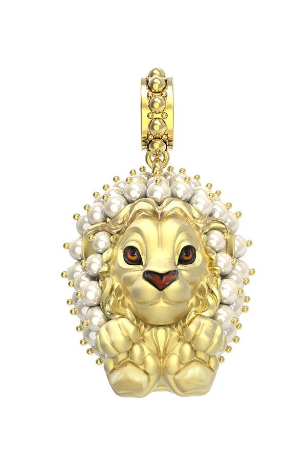 Подвеска из лимонного золота c эмалью и жемчугом