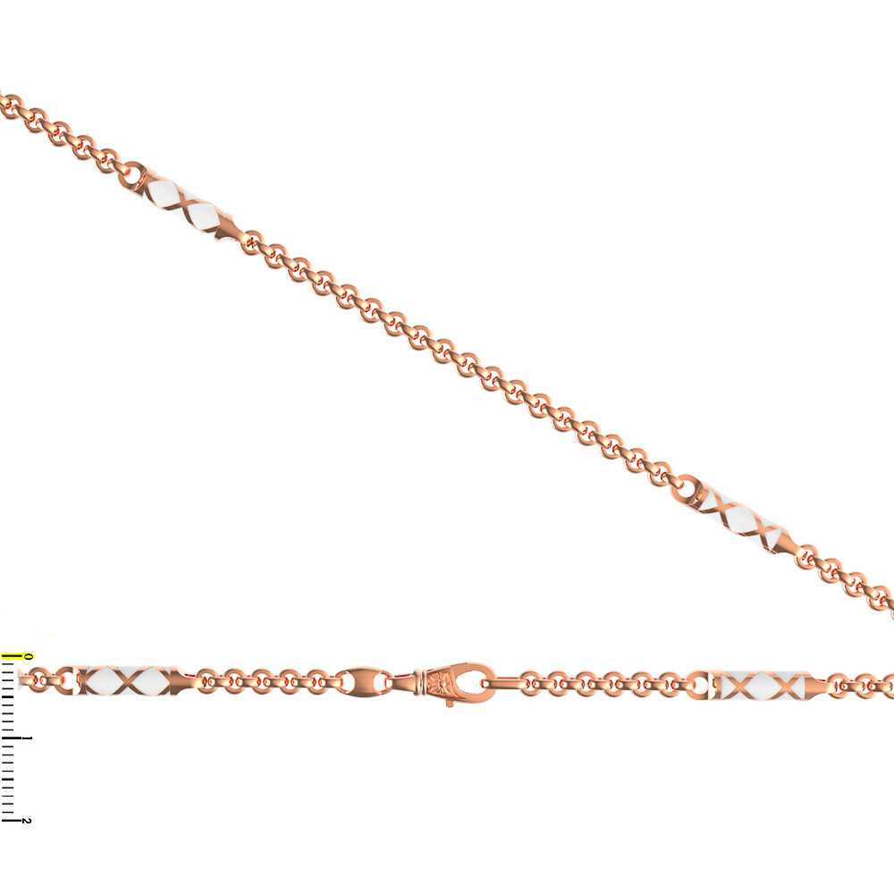 Цепь из красного золота 585 пробы c эмалью