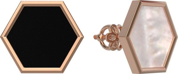 Серьги из золота c ониксом и перламутром