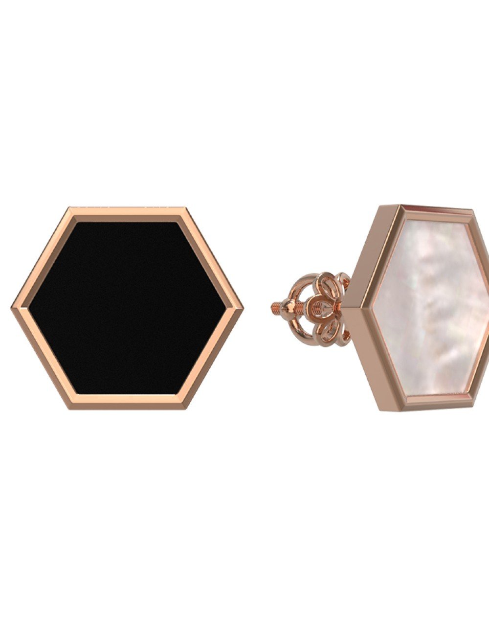 Серьги из золота c ониксом и перламутром