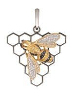 Подвеска из белого золота c эмалью и фианитом