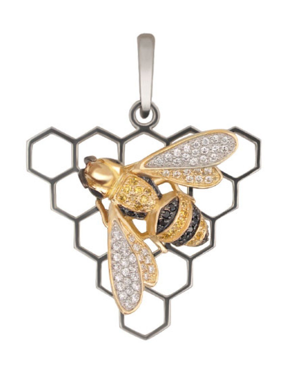 Подвеска из белого золота c эмалью и фианитом