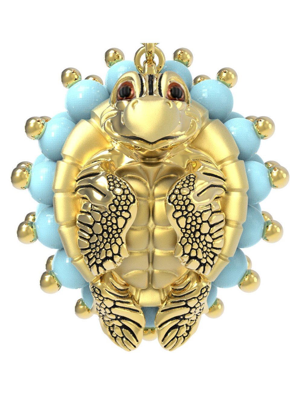 Серьги из лимонного золота c эмалью и бирюзой