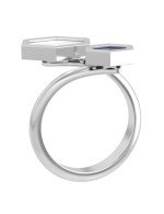 Кольцо из белого золота c лазуритом и перламутром