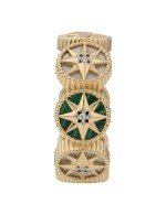 Кольцо из золота c бриллиантами, малахитом и перламутром