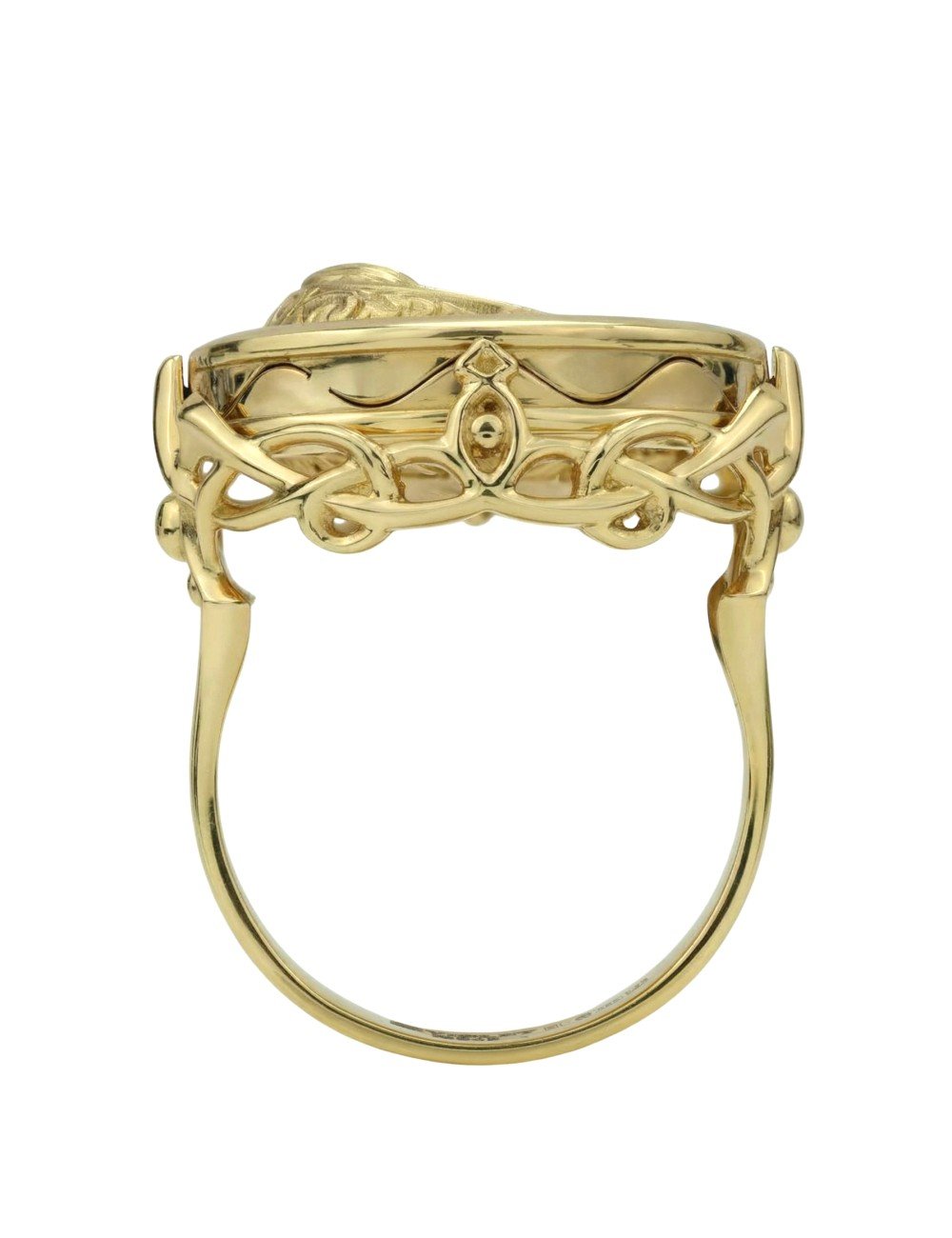 Кольцо из лимонного золота c ониксом и перламутром