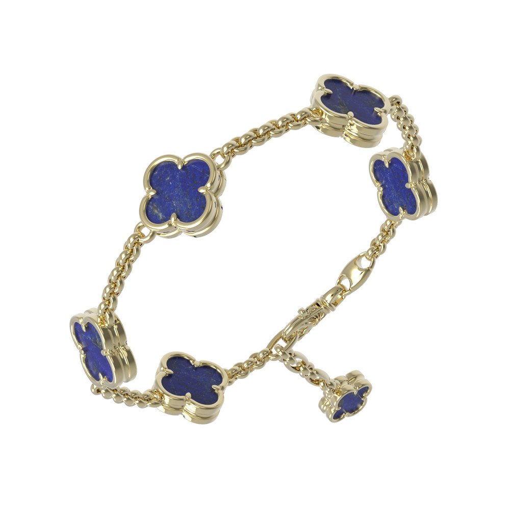 Браслет из лимонного золота 585 пробы c лазуритом