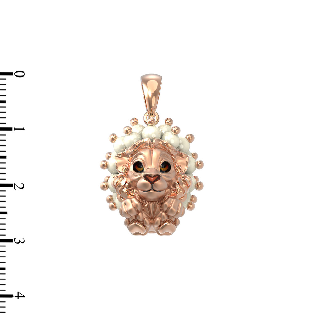 Подвеска из красного золота 585 пробы c эмалью и жемчугом