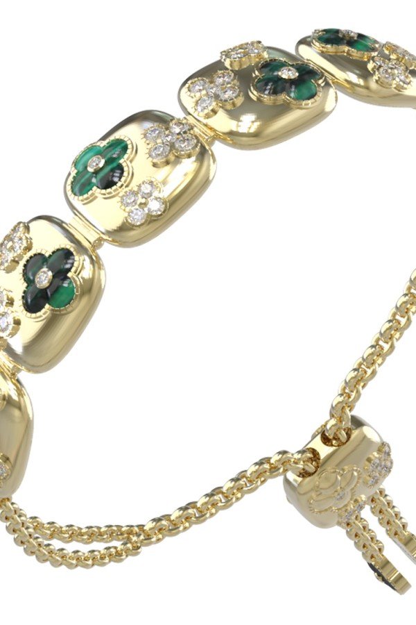 Браслет из лимонного золота c бриллиантами и малахитом