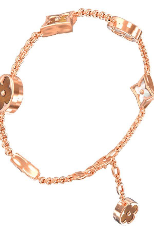 Браслет из золота c тигровым глазом и перламутром