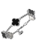 Браслет из белого золота c ониксом и перламутром