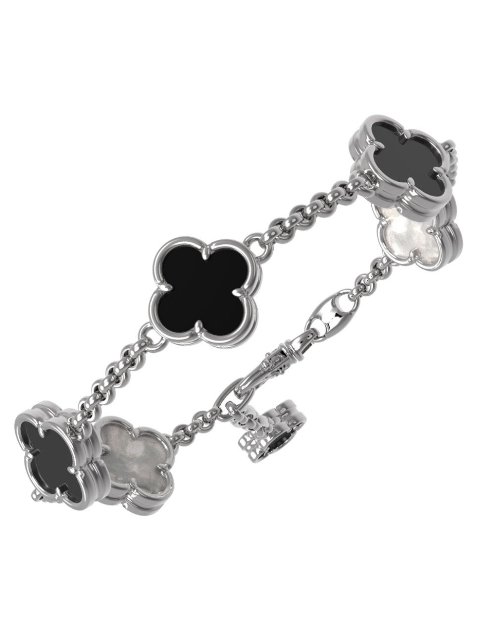 Браслет из белого золота c ониксом и перламутром