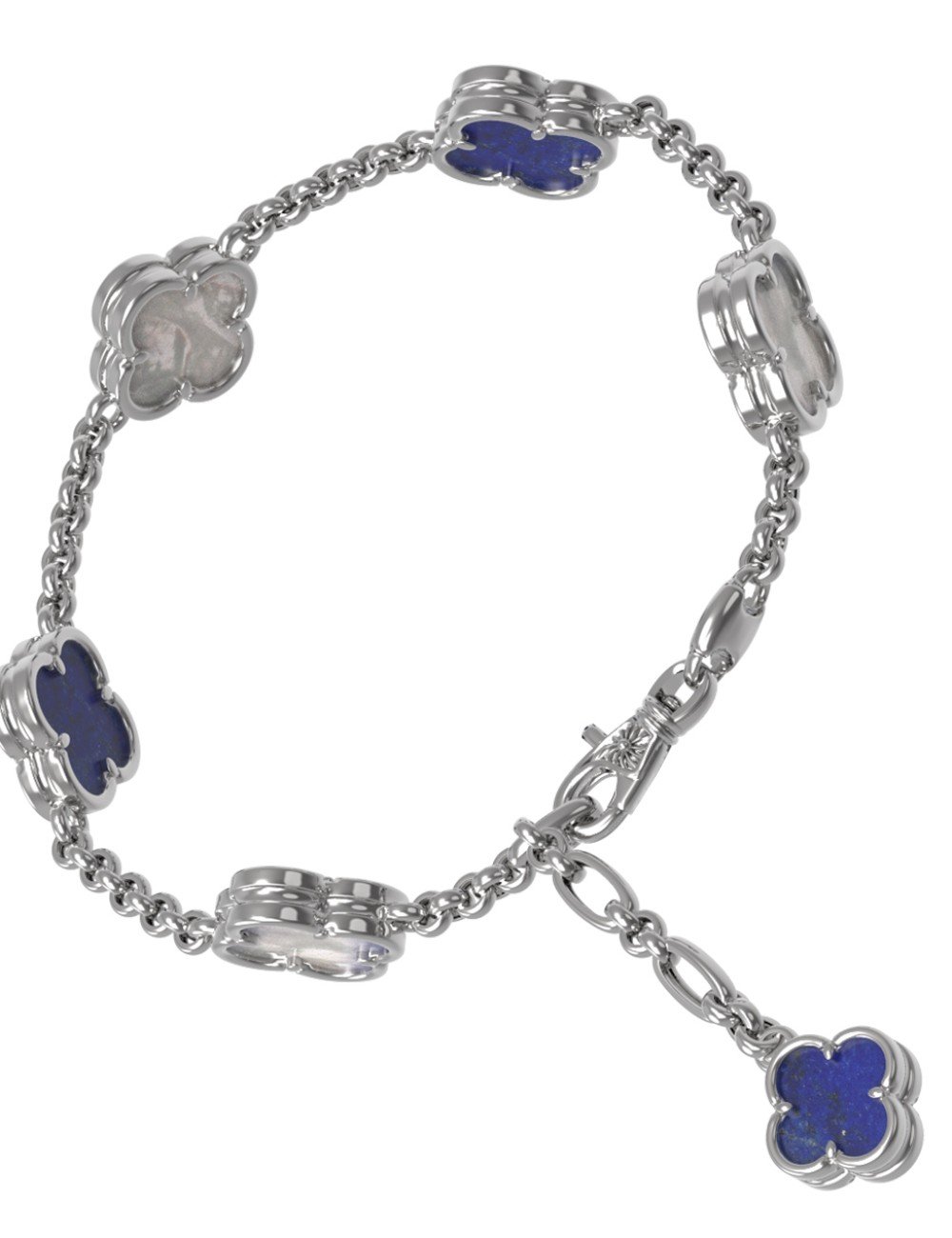 Браслет из белого золота c лазуритом и перламутром