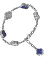 Браслет из белого золота c лазуритом и перламутром