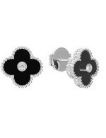 Серьги из белого золота c бриллиантами и ониксом