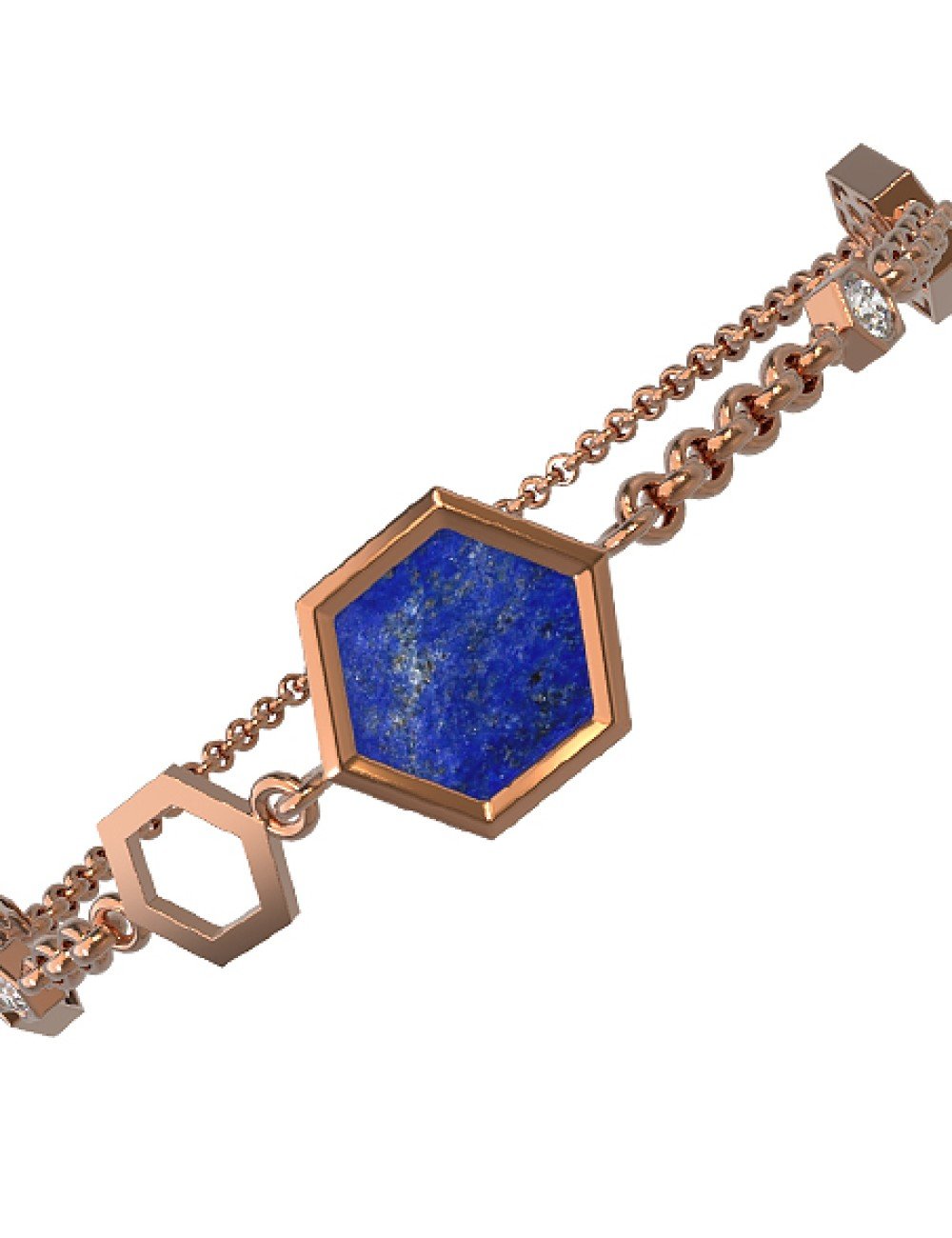 Браслет из золота c бриллиантами, лазуритом и перламутром