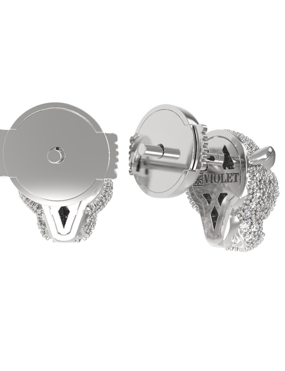 Серьги из белого золота c бриллиантами и изумрудом