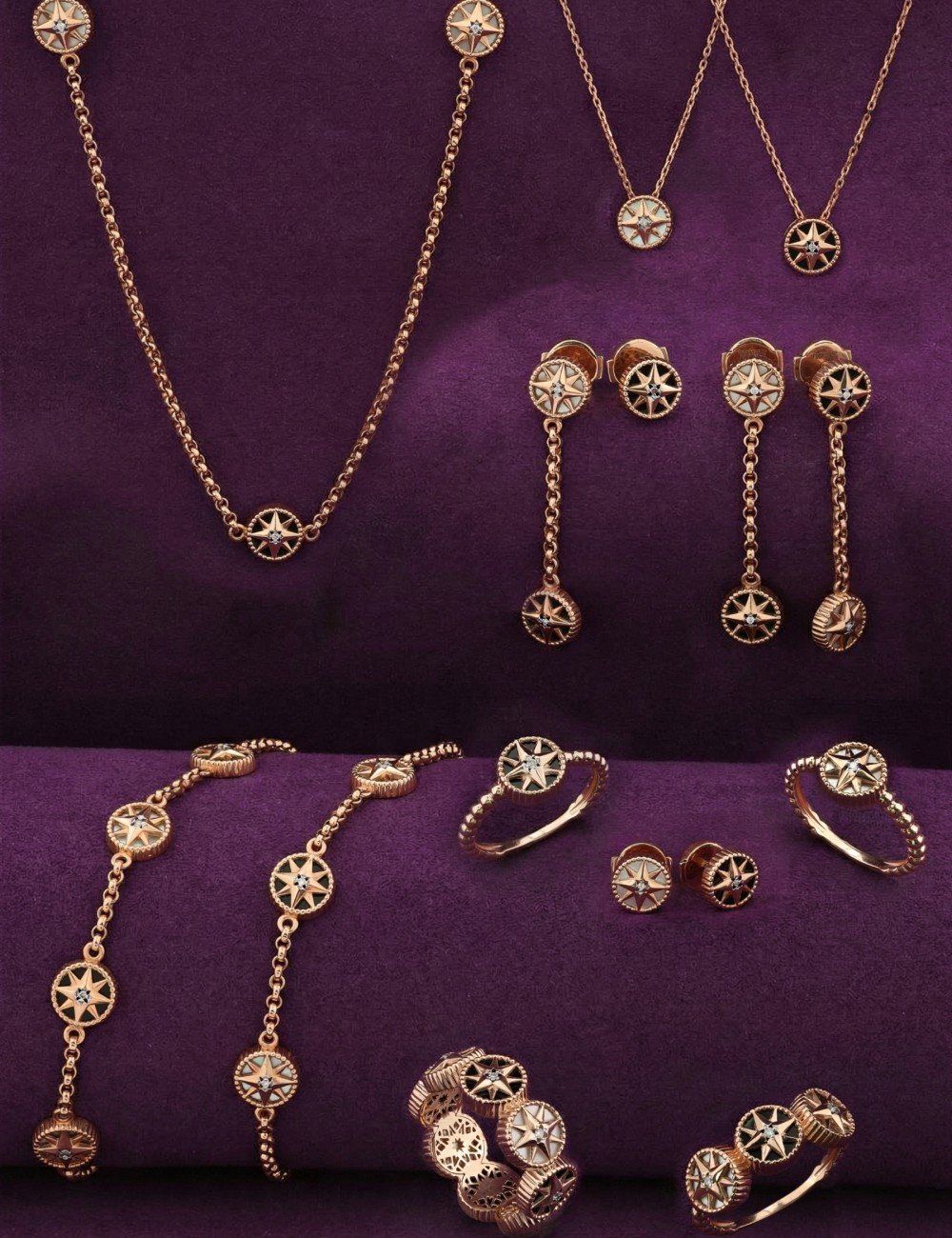 Кольцо из золота c бриллиантами, ониксом и перламутром