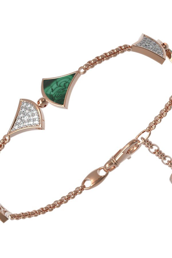 Браслет из золота c бриллиантами и малахитом