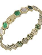 Браслет из лимонного золота c малахитом и перламутром