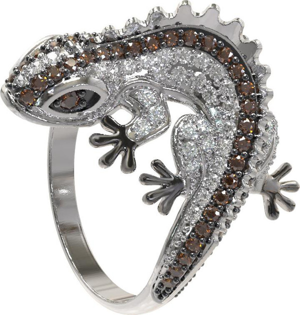 Кольцо из белого золота 585 пробы c фианитом