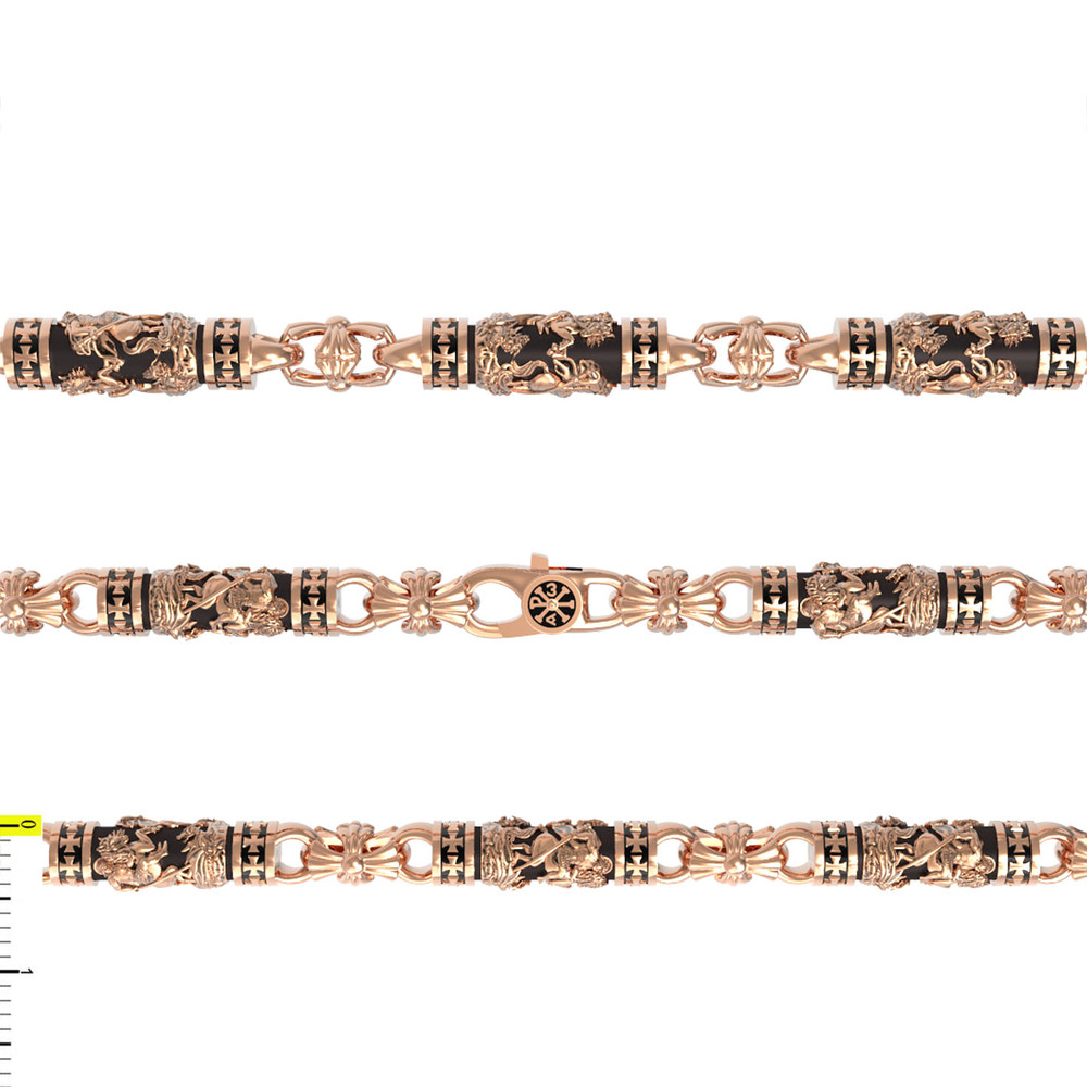 Цепь из красного золота 585 пробы c эбеновым деревом