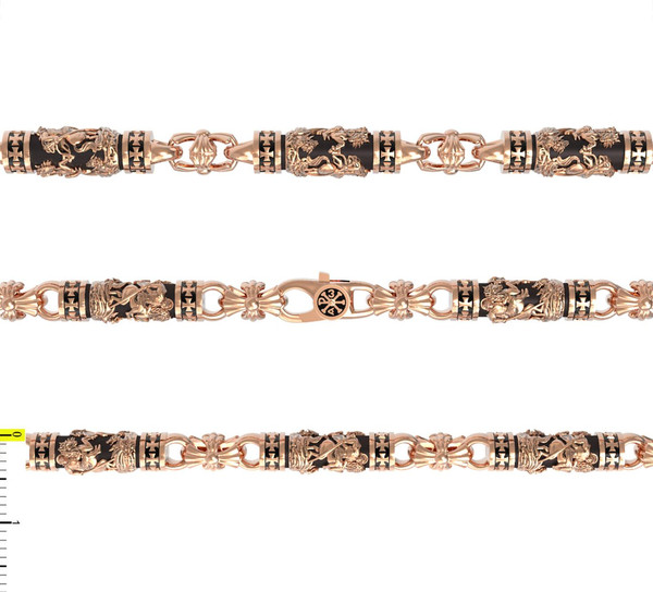 Цепь из красного золота 585 пробы c эбеновым деревом