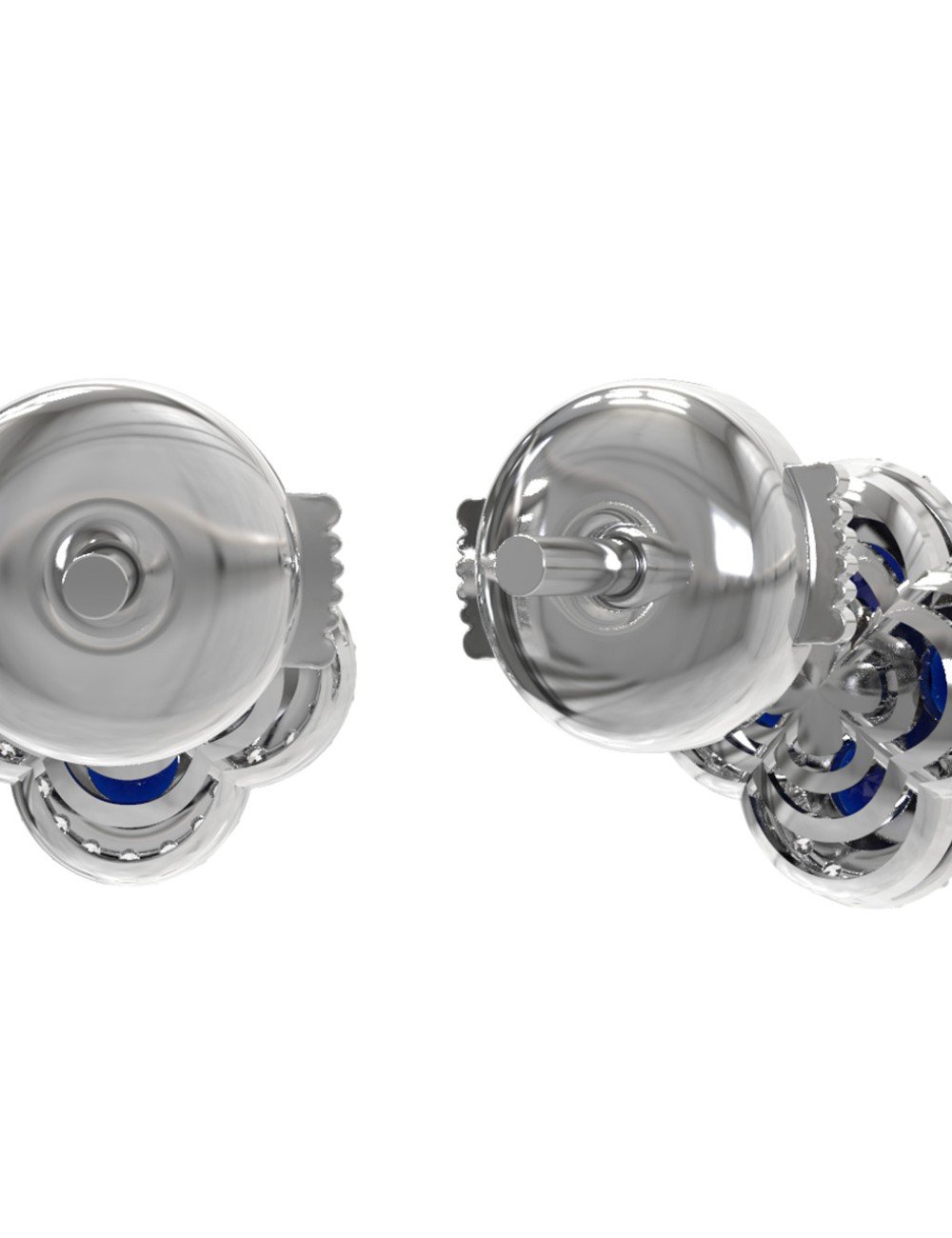 Серьги из белого золота c бриллиантами и сапфиром