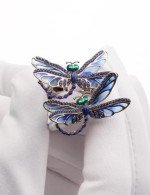 Кольцо из белого золота c сапфиром и эмалью