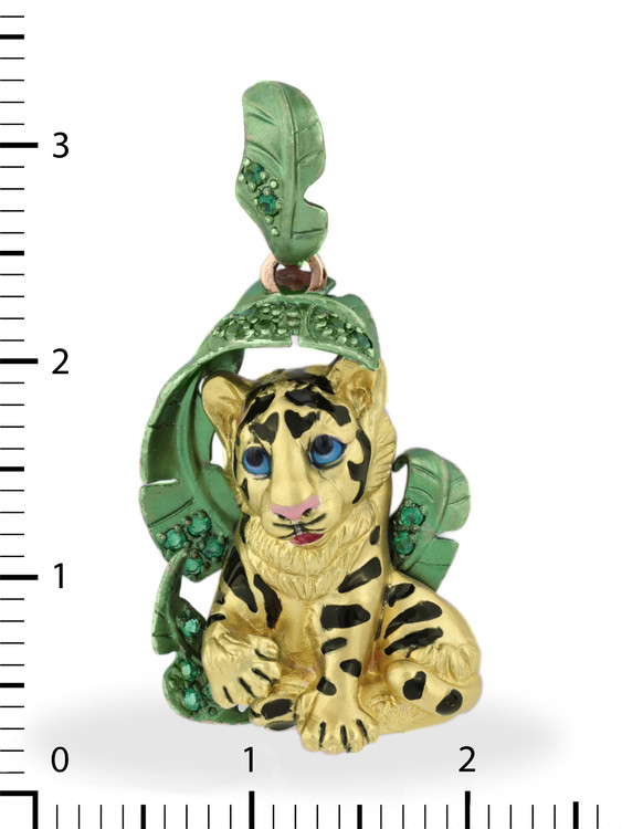 Подвеска из красного золота 585 пробы c эмалью и изумрудом